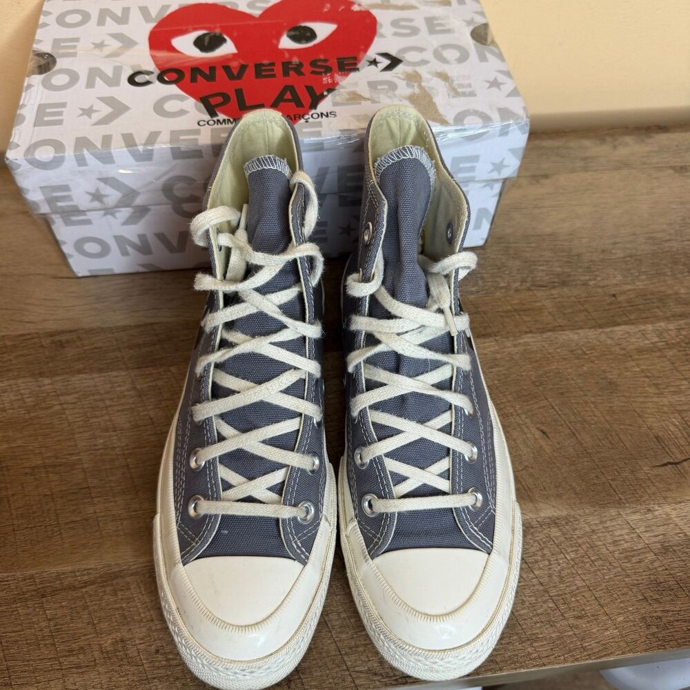 Converse x Comme des Garçons PLAY Chuck 70 High women’s size 7 steel gray - Picture 6 of 8